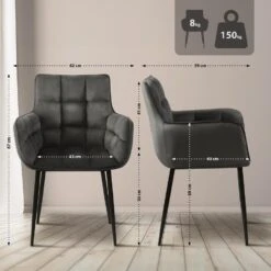 CLP Set Van 2 Eetkamerstoel Tirana Zwart Frame - Fluweel - Antraciet -Leen Bakker Winkel 0860404dcf0347b3918516e1113e84d6