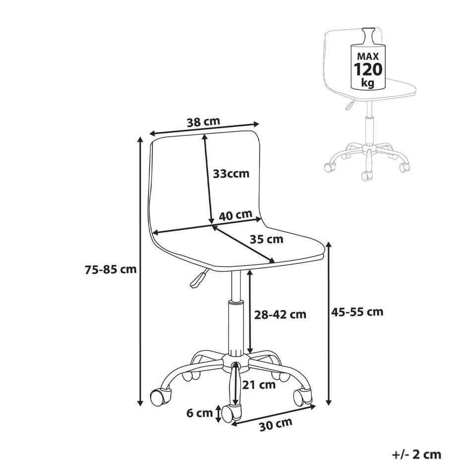 ORLANDO - Bureaustoel - Zwart - Kunstleer 6 ORLANDO - Bureaustoel - Zwart - Kunstleer - Afbeelding 4