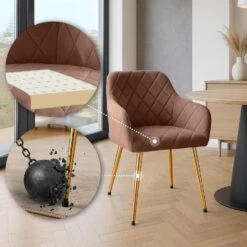 CLP Set Van 2 Eetkamerstoel Monett Goud Frame - Fluweel - Bruin 12 CLP Set Van 2 Eetkamerstoel Monett Goud Frame - Fluweel - Bruin -Leen Bakker Winkel 09fe76504f8b481c9ff9018c6f954135