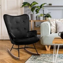 CLP Schommelstoel Sanka Fluweel - Zwart 12 CLP Schommelstoel Sanka Fluweel - Zwart -Leen Bakker Winkel 0a3d62f32439452e8e91e397e88f2378