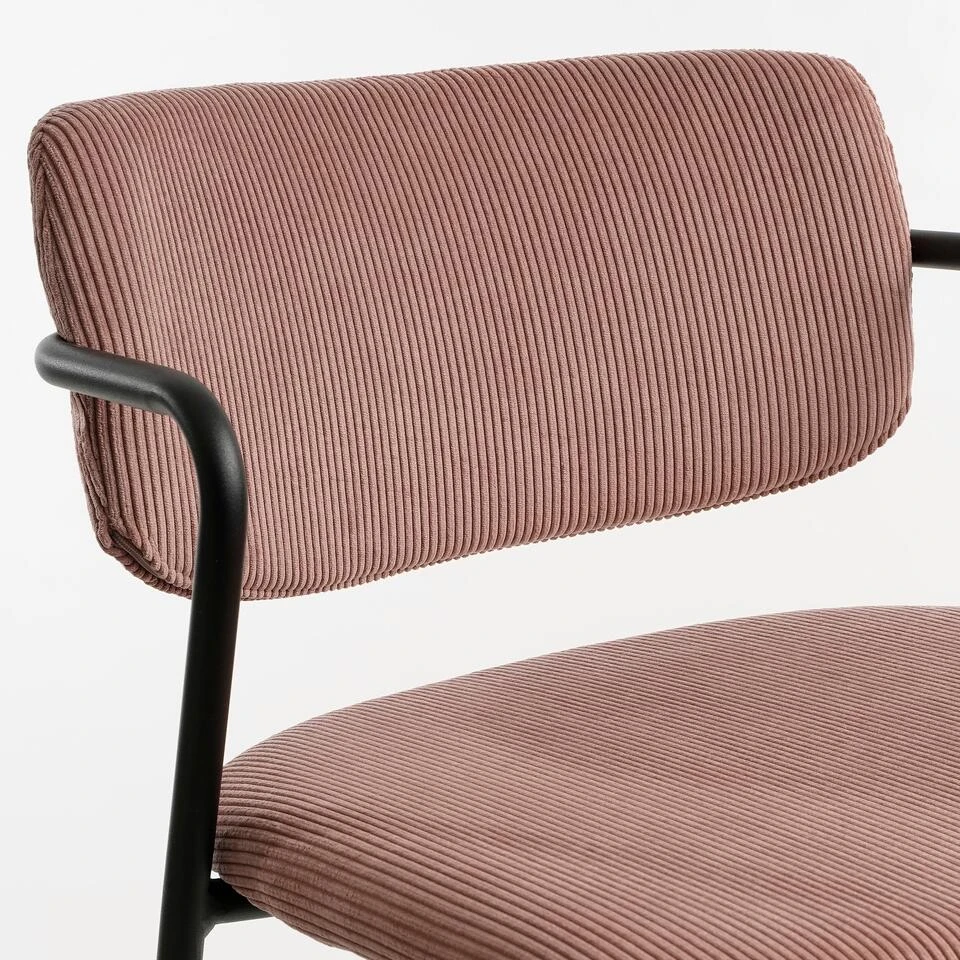 Mica Decorations Nanet Barkruk - L53 X B46 X H91 Cm - Velvet - Roze 4 Mica Decorations Nanet Barkruk - L53 X B46 X H91 Cm - Velvet - Roze - Afbeelding 2