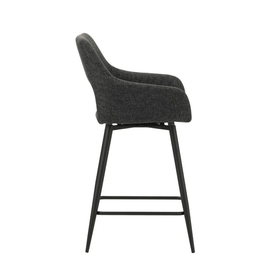 Barkruk Skye Draaibaar Met Armleuning Zwart - Zithoogte 66,50 Cm - Stof - Zwart 5 Barkruk Skye Draaibaar Met Armleuning Zwart - Zithoogte 66,50 Cm - Stof - Zwart - Afbeelding 3