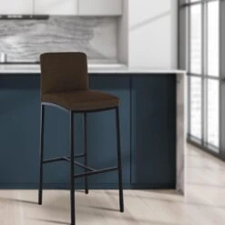 CLP Barkruk Freeport Zwart Frame - Stof - Bruin -Leen Bakker Winkel 0e1f1848358243739ac4e570675dd993