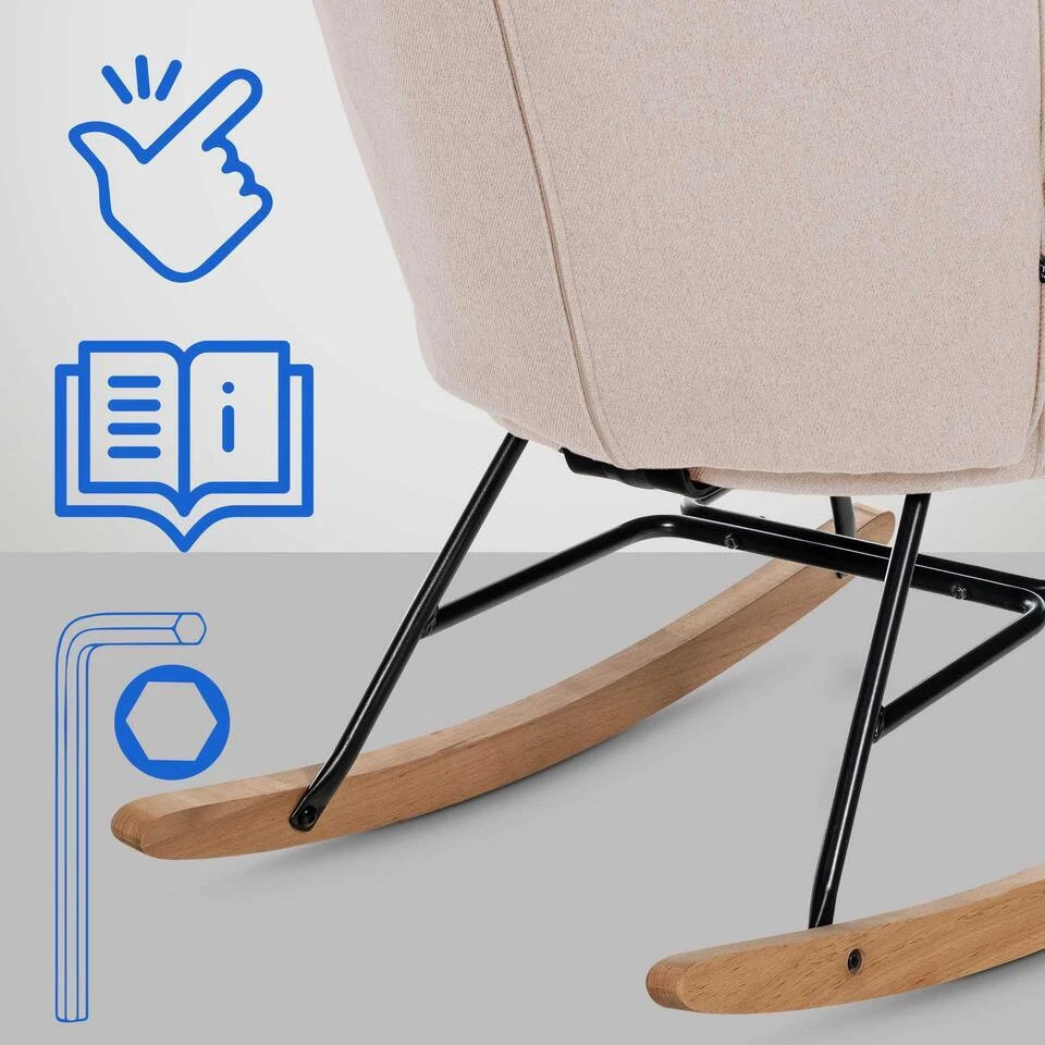 CLP Schommelstoel Sanka Stof - Creme 9 CLP Schommelstoel Sanka Stof - Creme - Afbeelding 7