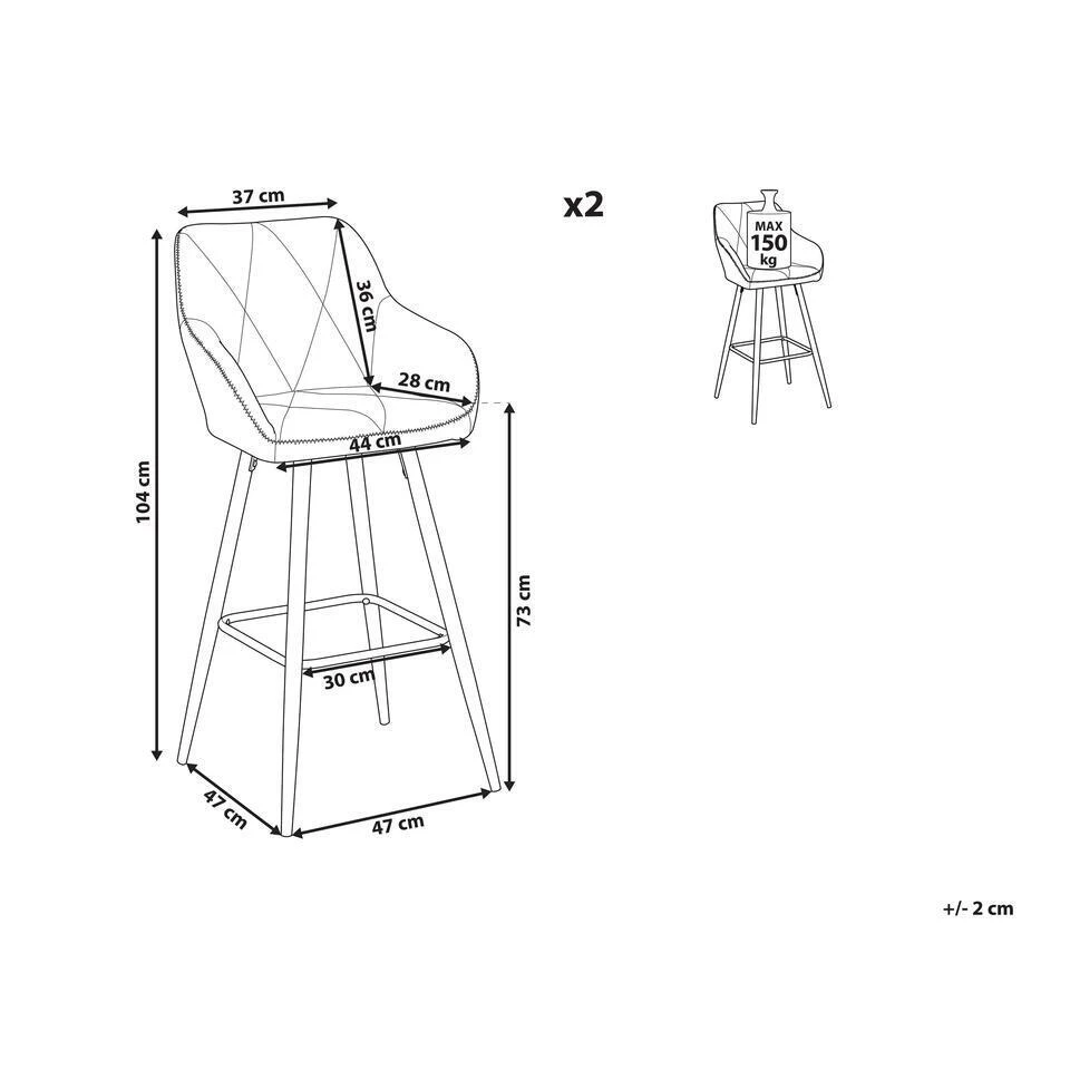 Beliani Barkruk DARIEN - Grijs Polyester 5 Beliani Barkruk DARIEN - Grijs Polyester - Afbeelding 3