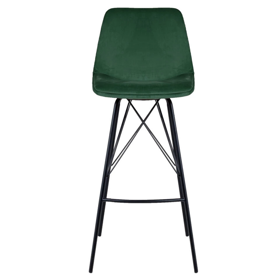 Barkruk Donkergroen Velvet Stof - Zithoogte 76cm - Zonder Armleuning - Barkruk 4 Barkruk Donkergroen Velvet Stof - Zithoogte 76cm - Zonder Armleuning - Barkruk - Afbeelding 2