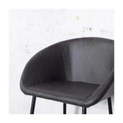 Giga Meubel Barkruk Zwart Kunstleder - 46x50x102cm - Barkruk Amira -Leen Bakker Winkel 1000027435 0101