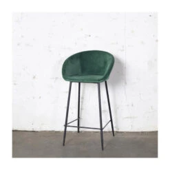 Giga Meubel Barstoel Groen - Zithoogte 65cm - Metaal & Velvet - Barstoel Amira -Leen Bakker Winkel 1000027438 0102
