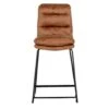 Barstoel Cognac - Metaal & PU Leer - Zithoogte 66cm - 59x47x110cm - Barstoel -Leen Bakker Winkel 1000027451