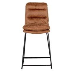 Barstoel Cognac - Metaal & PU Leer - Zithoogte 66cm - 59x47x110cm - Barstoel