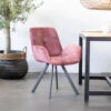 Eetkamerstoel Roze - Zithoogte 48cm - Velvet Stof - 61x62x84cm - Stoel Tedd - -Leen Bakker Winkel 1000027477