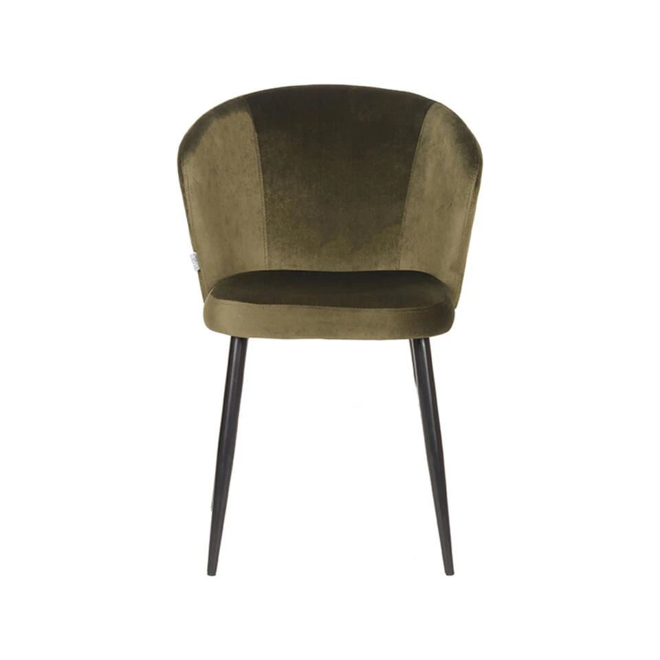 LABEL51 Eetkamerstoel Wave - Army Green - Fluweel 4 LABEL51 Eetkamerstoel Wave - Army Green - Fluweel - Afbeelding 2
