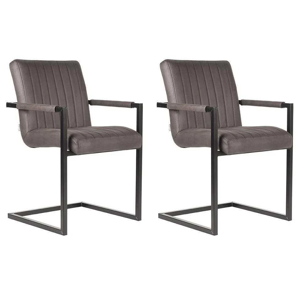 LABEL51 Eetkamerstoel Milo - Antraciet - Microfiber 3 LABEL51 Eetkamerstoel Milo - Antraciet - Microfiber