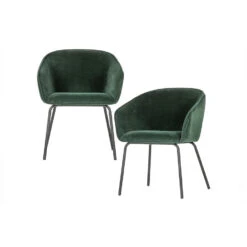 WOOOD Sien Eetkamerstoel - Velvet - Groen - Set Van 2