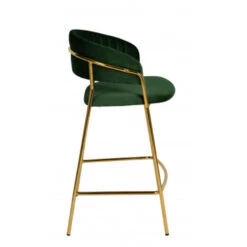 Giga Meubel Barstoel Velvet Groen - Goud - 52x52x92cm - Turin Luxe -Leen Bakker Winkel 1000038775 0101