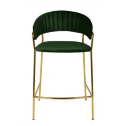 Giga Meubel Barstoel Velvet Groen - Goud - 52x52x92cm - Turin Luxe -Leen Bakker Winkel 1000038775 0103