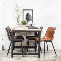 Eetkamerstoel Cognac - PU Leer & Metaal - Zithoogte 46cm - Stoel Label - Giga -Leen Bakker Winkel 1000040364 0101