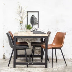 Eetkamerstoel Cognac - PU Leer & Metaal - Zithoogte 46cm - Stoel Label - Giga -Leen Bakker Winkel 1000040364 0102