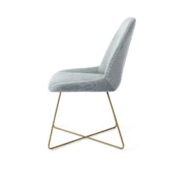 Urban Lifestyle Eetkamerstoel Lyndon - Blauw, X Frame Goud -Leen Bakker Winkel 1000040649 0101