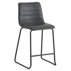 Industriële Barkruk Mark Antraciet - Zithoogte 65 Cm - Kunstleder - Grijs