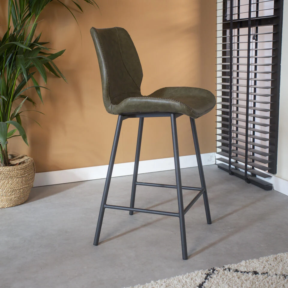 Industriële Barkruk Beau Groen - Zithoogte 67 Cm - Kunstleder - Groen 4 Industriële Barkruk Beau Groen - Zithoogte 67 Cm - Kunstleder - Groen - Afbeelding 2