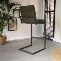 Industriële Barkruk Hoxton Groen - Zithoogte 78 Cm - Kunstleder - Groen -Leen Bakker Winkel 1000042387 0102