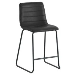 Industriële Barkruk Mark Zwart - Zithoogte 65 Cm - Kunstleder - Zwart