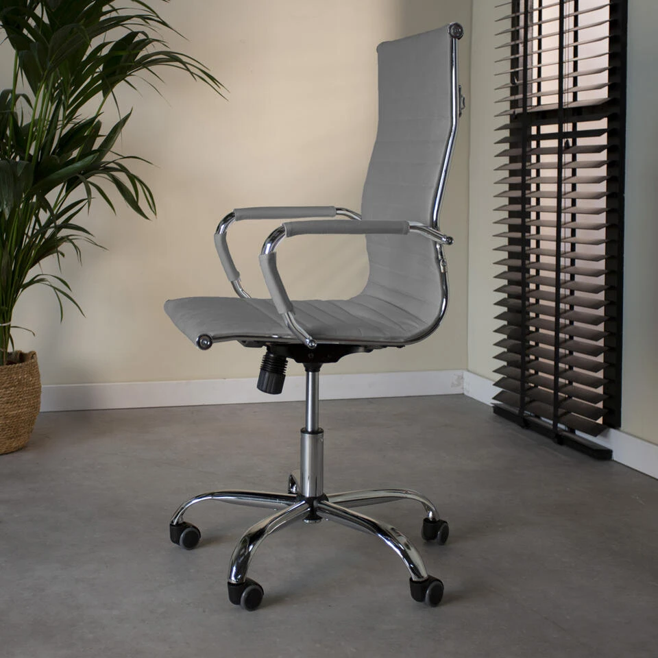 Industriële Bureaustoel Matt Grijs Hoog - 50x55x112 Cm - Kunstleder - Grijs 5 Industriële Bureaustoel Matt Grijs Hoog - 50x55x112 Cm - Kunstleder - Grijs - Afbeelding 3