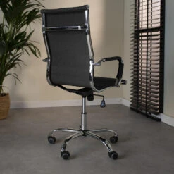 Industriële Bureaustoel Matt Antraciet Stof Hoog - 50x55x112 Cm - Stof - Grijs -Leen Bakker Winkel 1000042405 0102