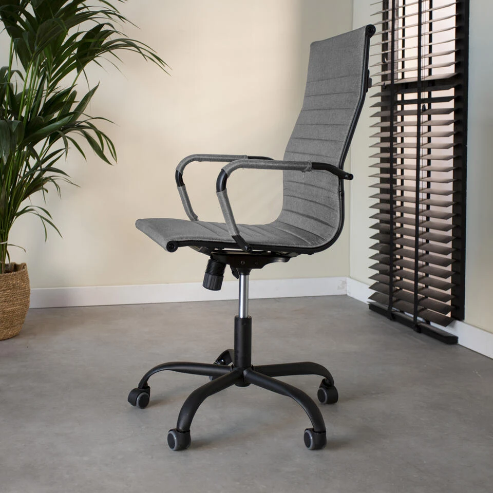 Industriële Bureaustoel Matt Grijs Hoog Zwart Frame 50x55x112 Cm Stof 4 Industriële Bureaustoel Matt Grijs Hoog Zwart Frame 50x55x112 Cm Stof - Afbeelding 2