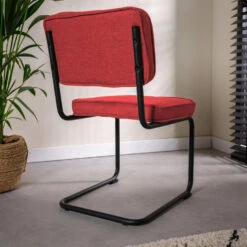 Industriële Eetkamerstoel Remo Rood - Stof - Rood -Leen Bakker Winkel 1000042448 0102