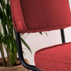 Industriële Eetkamerstoel Remo Rood - Stof - Rood -Leen Bakker Winkel 1000042448 0103