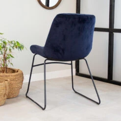 Industriële Eetkamerstoel Mira Velvet Blauw - Stof - Blauw -Leen Bakker Winkel 1000042455 0102