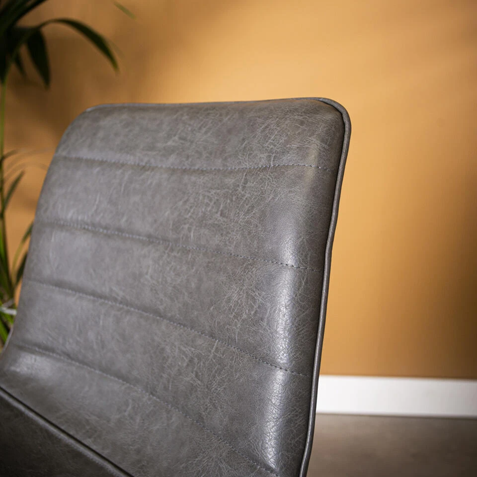 Industriële Eetkamerstoel Mark Antraciet - Kunstleder - Grijs 6 Industriële Eetkamerstoel Mark Antraciet - Kunstleder - Grijs - Afbeelding 4