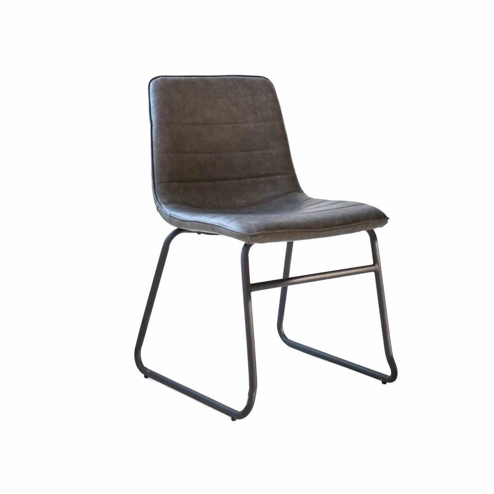 Industriële Eetkamerstoel Mark Antraciet - Kunstleder - Grijs 3 Industriële Eetkamerstoel Mark Antraciet - Kunstleder - Grijs