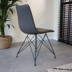 Industriële Eetkamerstoel Viano Antraciet - Kunstleder - Grijs -Leen Bakker Winkel 1000042482 0101