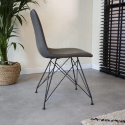 Industriële Eetkamerstoel Viano Antraciet - Kunstleder - Grijs -Leen Bakker Winkel 1000042482 0102