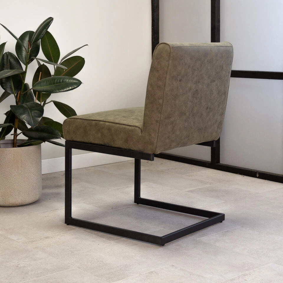 Industriële Eetkamerstoel Nathan Groen - Stof - Groen 4 Industriële Eetkamerstoel Nathan Groen - Stof - Groen - Afbeelding 2