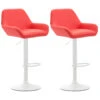CLP Set Van 2 Barkrukken Braga Wit Frame Kunstleer - Rood -Leen Bakker Winkel 1000043334