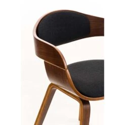 CLP Eetkamerstoel Kingston Walnoot Frame Stof - Zwart -Leen Bakker Winkel 1000043428 0103