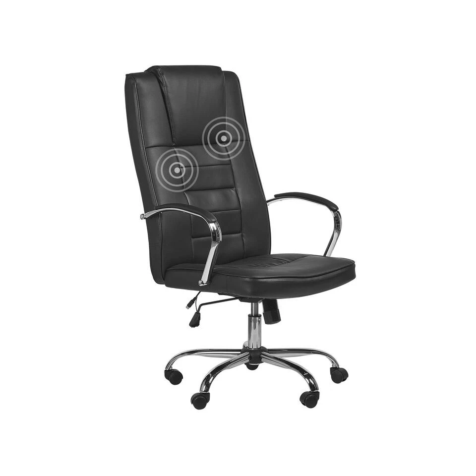 Beliani Bureaustoel GRANDEUR - Zwart Kunstleer 3 Beliani Bureaustoel GRANDEUR - Zwart Kunstleer