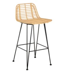 Giga Meubel - Barstoel Rotan - Zithoogte 66cm - 50x47x100cm - Yara -Leen Bakker Winkel 1000046119 0101