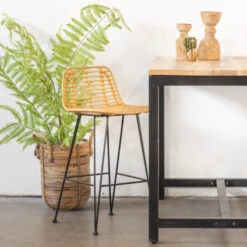 Giga Meubel - Barstoel Rotan - Zithoogte 66cm - 50x47x100cm - Yara -Leen Bakker Winkel 1000046119 0102