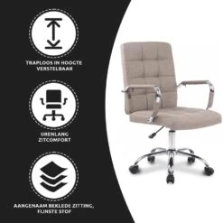 Xairo Milaan - Bureaustoel - Stof - Taupe 8 Xairo Milaan - Bureaustoel - Stof - Taupe -Leen Bakker Winkel 1000050211 0102