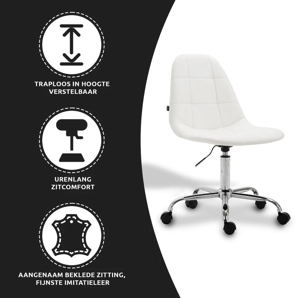 Xairo Rome - Bureaustoel - Kunstleer - Wit 4 Xairo Rome - Bureaustoel - Kunstleer - Wit - Afbeelding 2