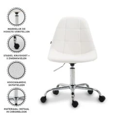 Xairo Rome - Bureaustoel - Kunstleer - Wit 9 Xairo Rome - Bureaustoel - Kunstleer - Wit -Leen Bakker Winkel 1000050217 0104