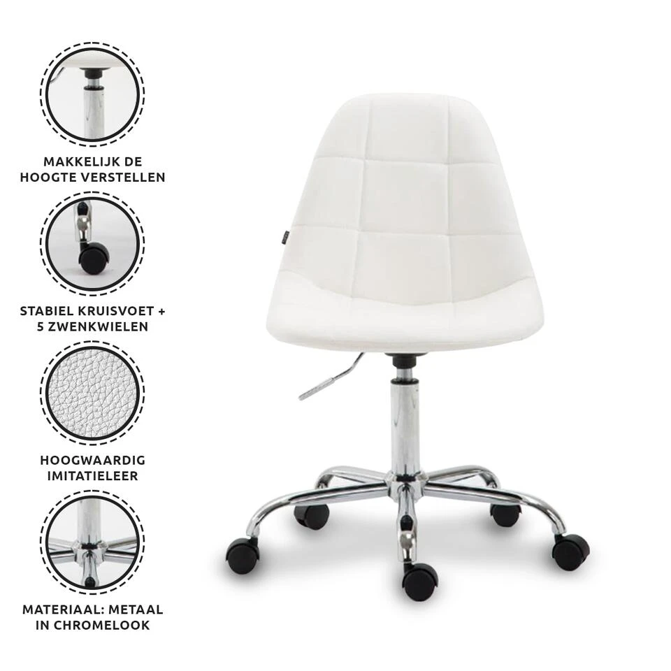 Xairo Rome - Bureaustoel - Kunstleer - Wit 6 Xairo Rome - Bureaustoel - Kunstleer - Wit - Afbeelding 4