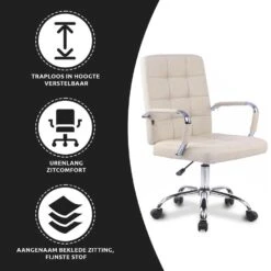 Xairo Milaan - Bureaustoel - Stof - Crème -Leen Bakker Winkel 1000050225 0102