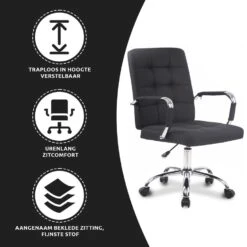 Xairo Milaan - Bureaustoel - Stof - Zwart -Leen Bakker Winkel 1000050246 0102