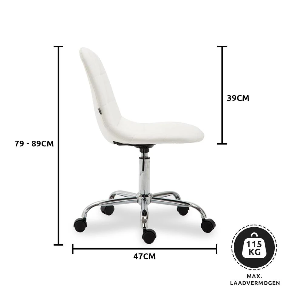 Clp Bureaustoel Reims Kunstleer Wit 6 Clp Bureaustoel Reims Kunstleer Wit - Afbeelding 4